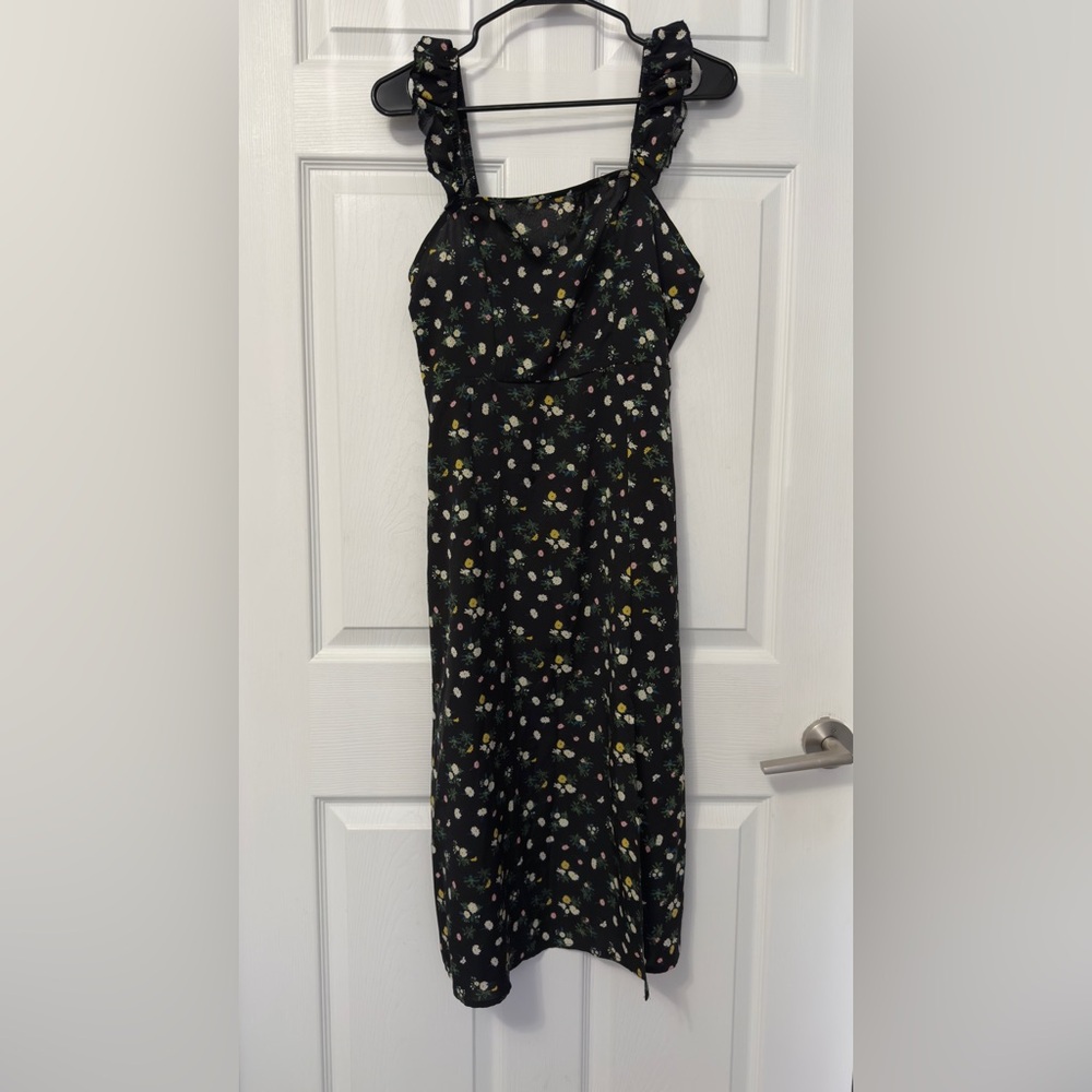 SHEIN Black Floral One Shoulder Dress